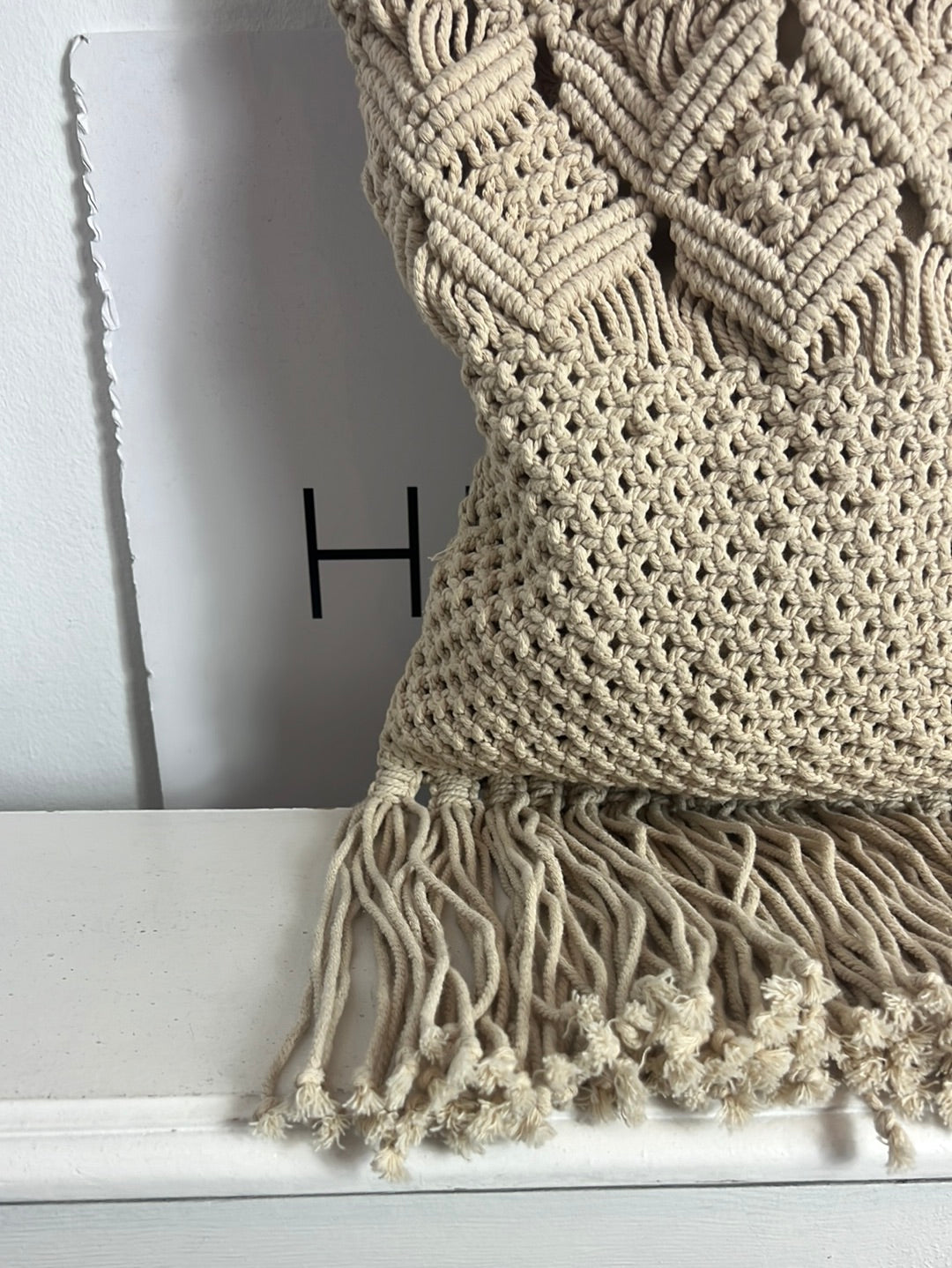 SLOWLOVE. Beige braided bag with fringes