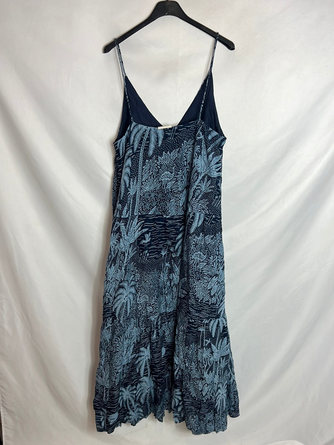 DESMOND&DEMPSEY x H&M. Vestido largo azul estampado T.38