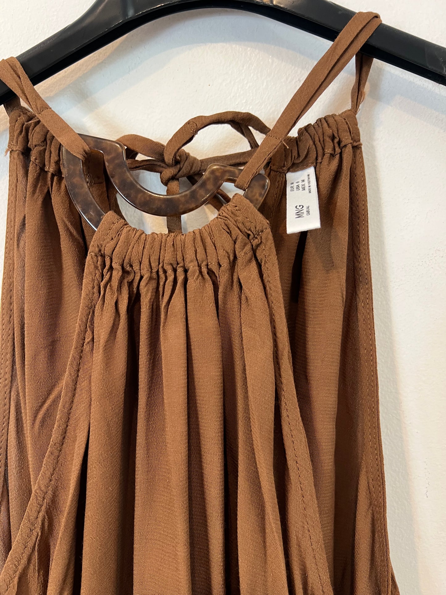 MANGO. Vestido largo marrón T.m