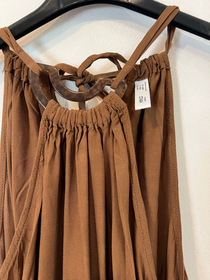 MANGO. Vestido largo marrón T.m