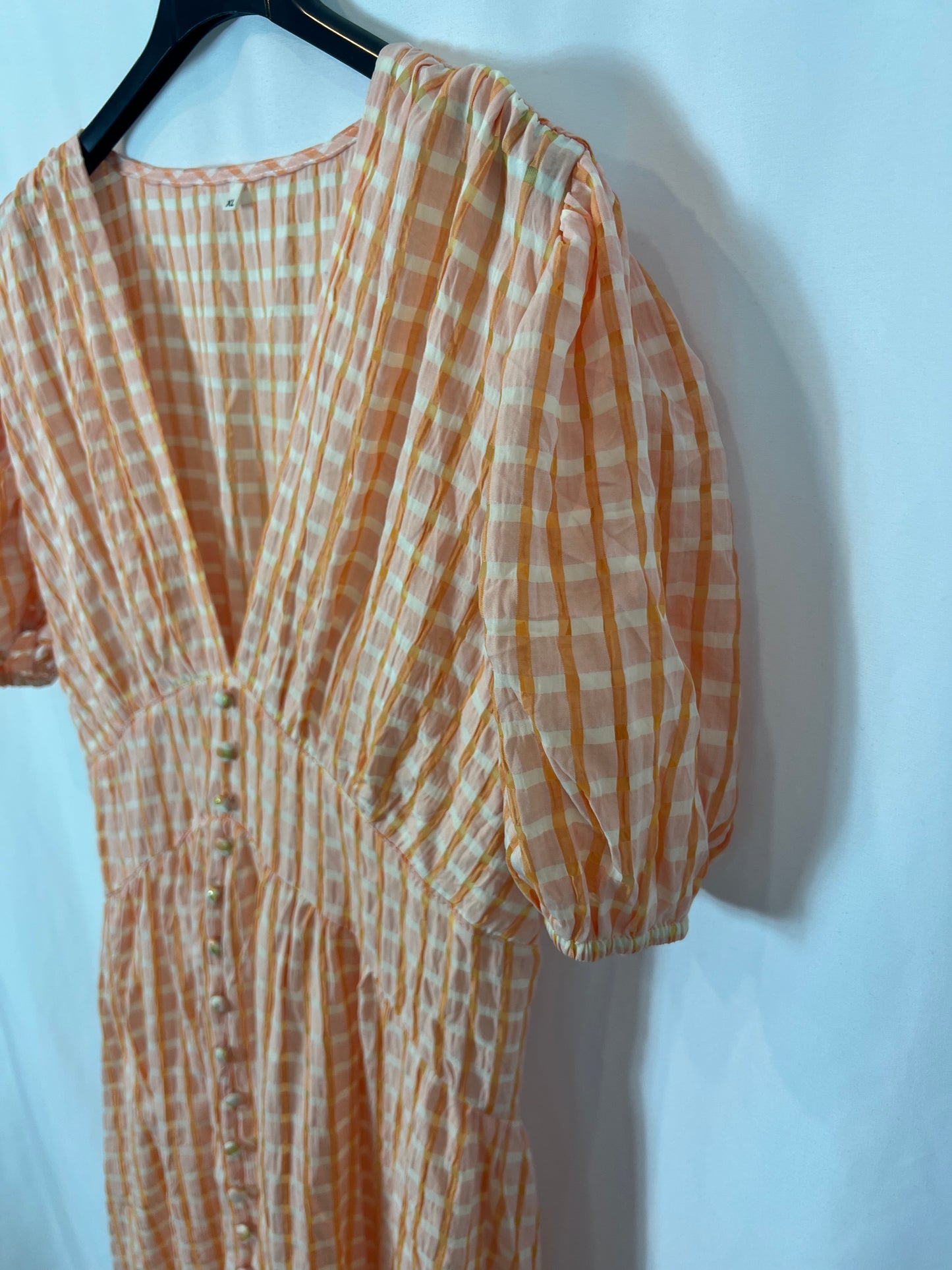 OTRAS. Vestido largo textura naranjas. T L/XL