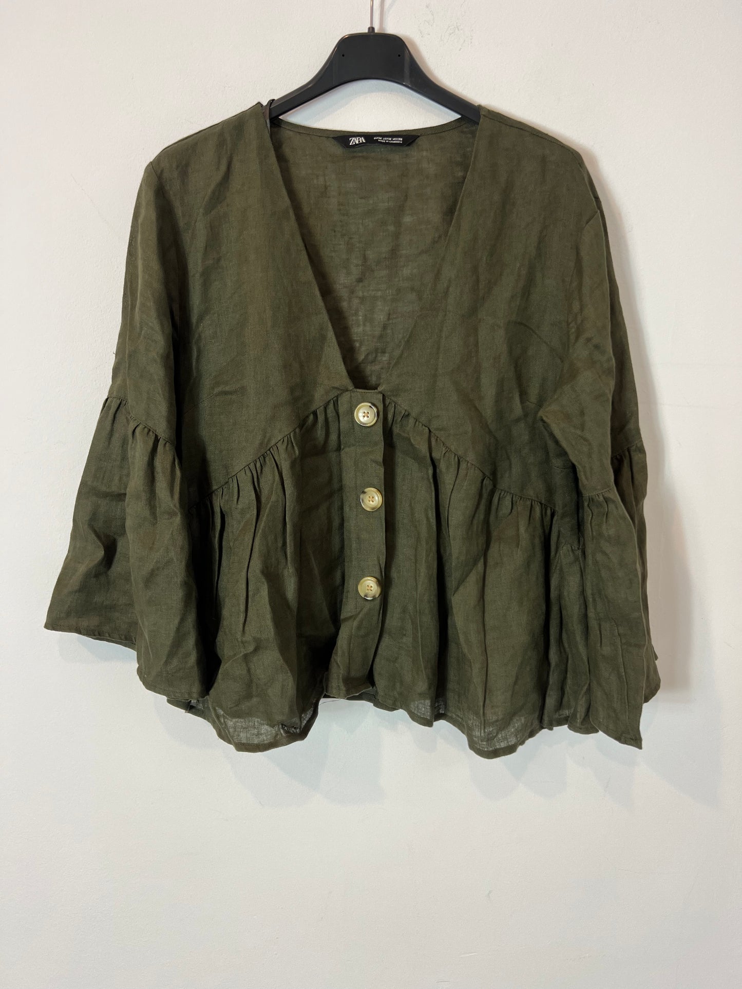 ZARA. Dark green linen blouse. TM