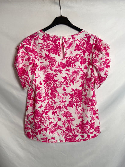 SHEIN. Blusa rosa estampado flores T.XS