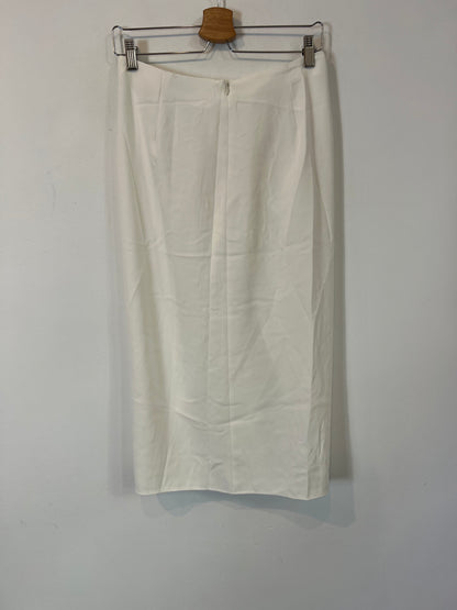 ZARA. falda midi blanca abertura T.m