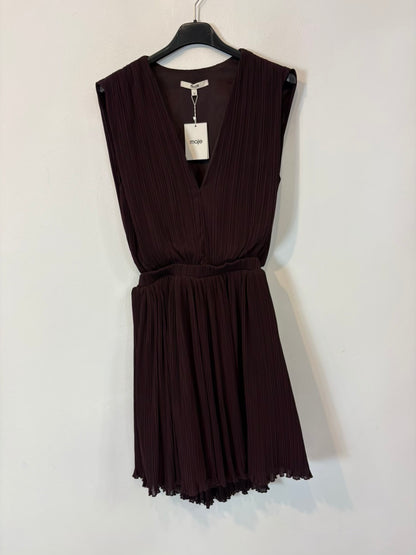 MAJE. Vestido corto abertura marrón oscuro