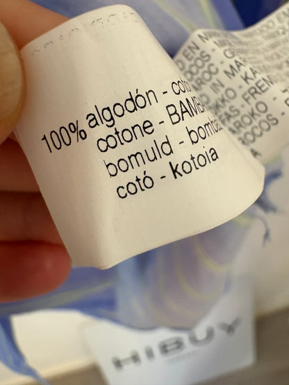 ZARA. Blue shirt with green stripes. XS (S/M)