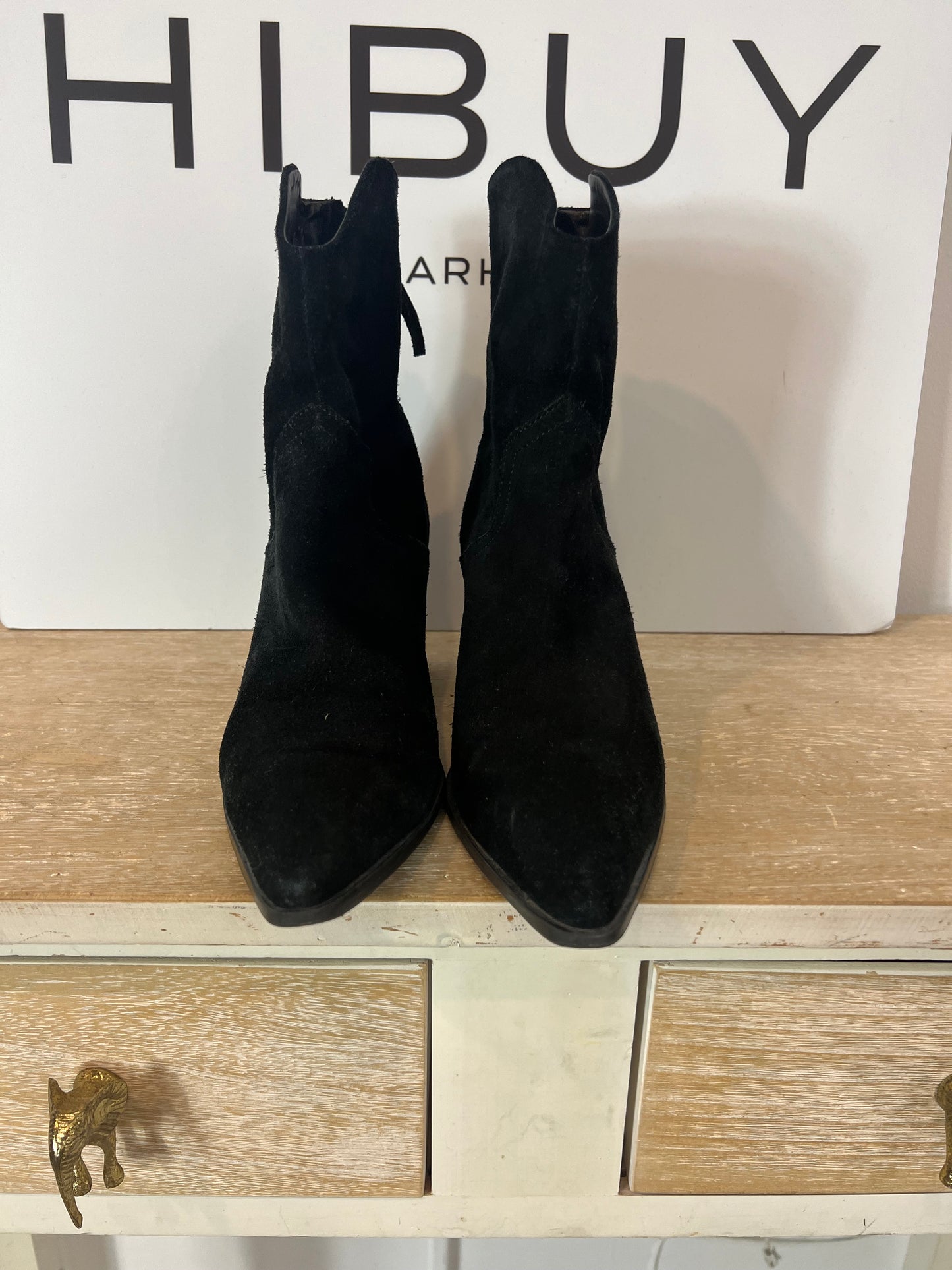 ZARA. Botines negros antelina T.37