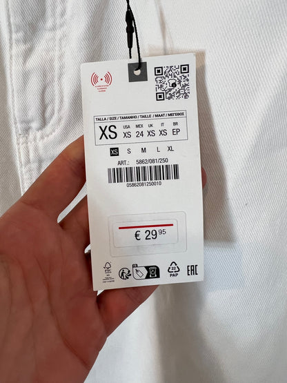 ZARA. Falda midi denim blanca . T XS