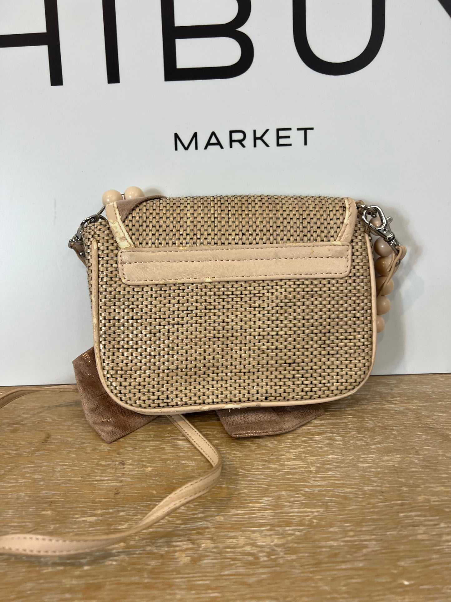 RIVER ISLAND. Beige double-handle bow bag