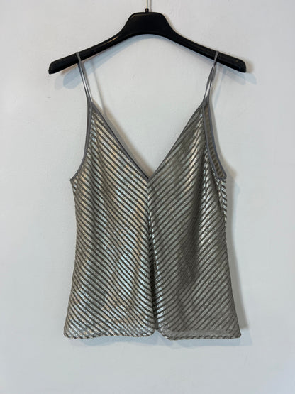 FORTE FORTE. Top plateado textura rayas T.u(s)