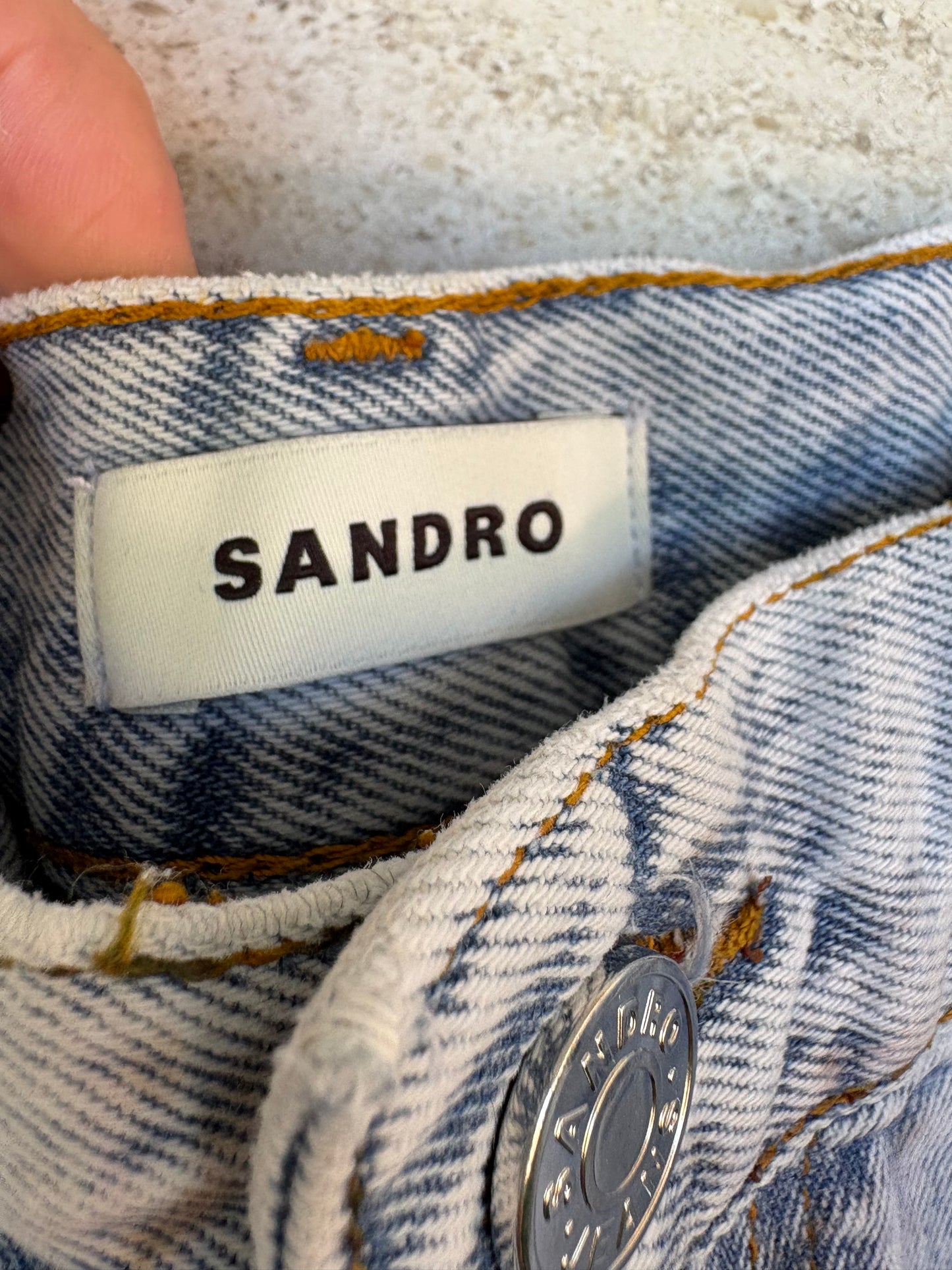 SANDRO. Denim recto flores. T 38