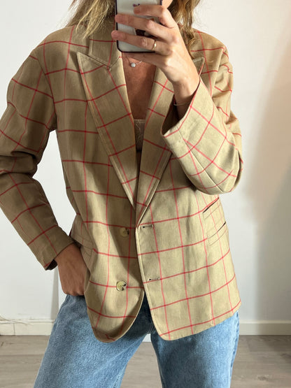 BIMBA Y LOLA. Blazer camel cuadros T.38