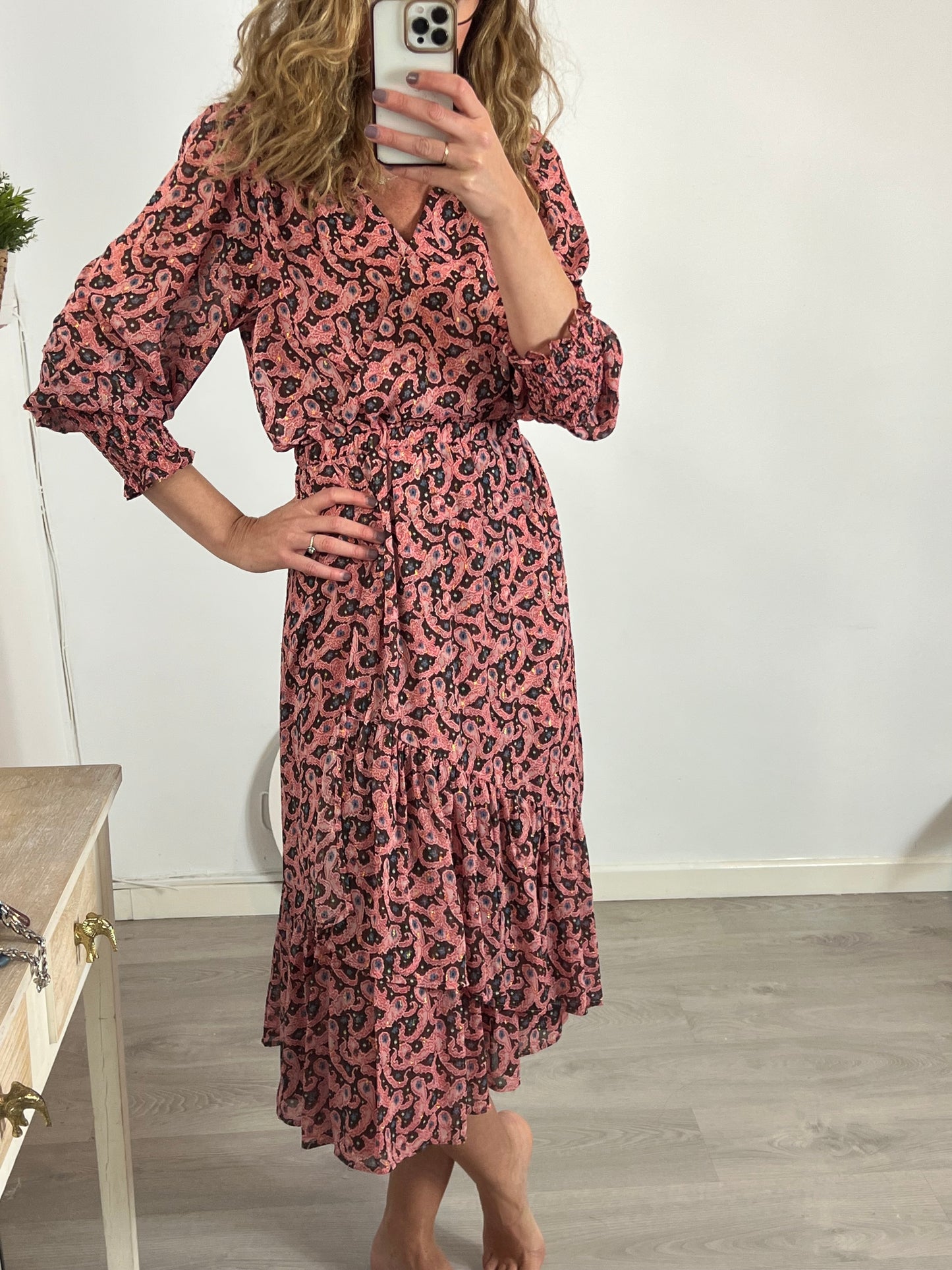 SUNCOO. Vestido midi estampado T.2(m)