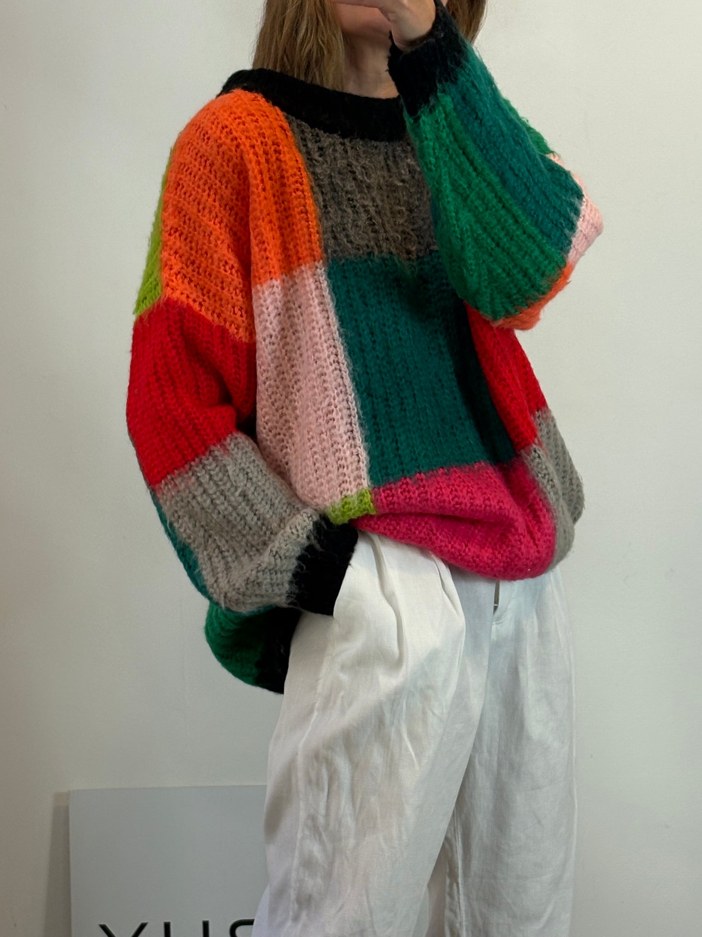 COLLUSION. Jersey largo cuadros colores. T M