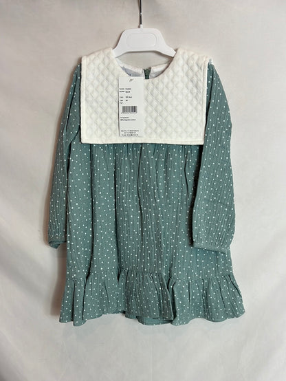 ANCAR. Vestido azul topitos cuello blanco