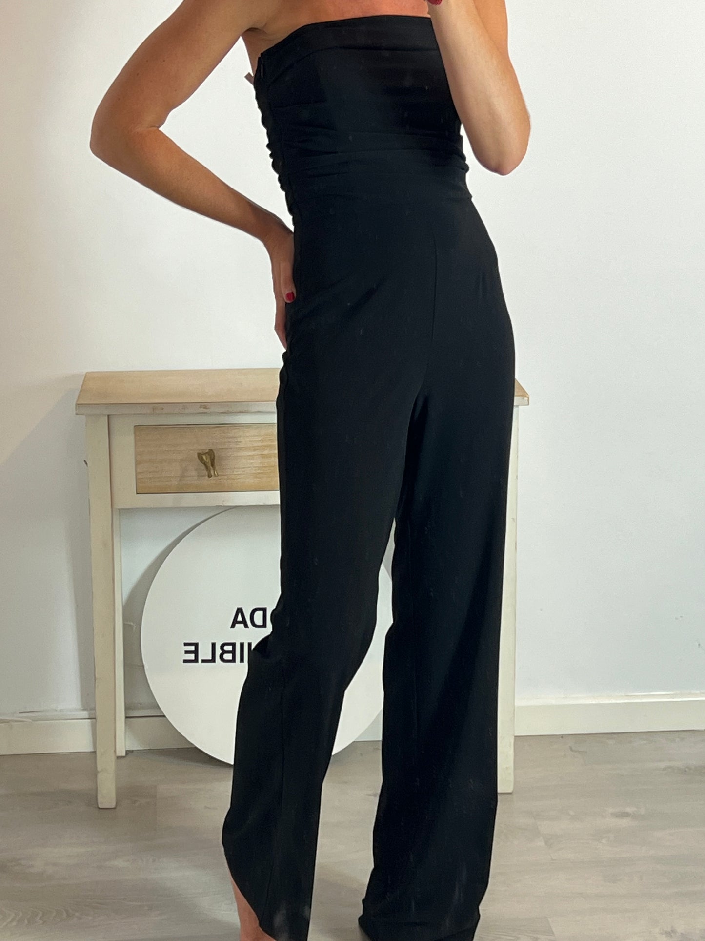 ETXART&amp;PANNO. Flowing strapless black jumpsuit. TM