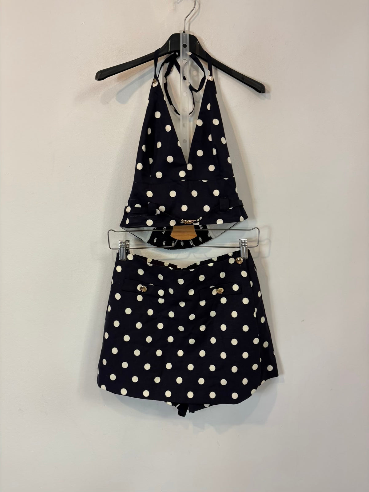 MAJE. Conjunto top y pantalón corto lunares