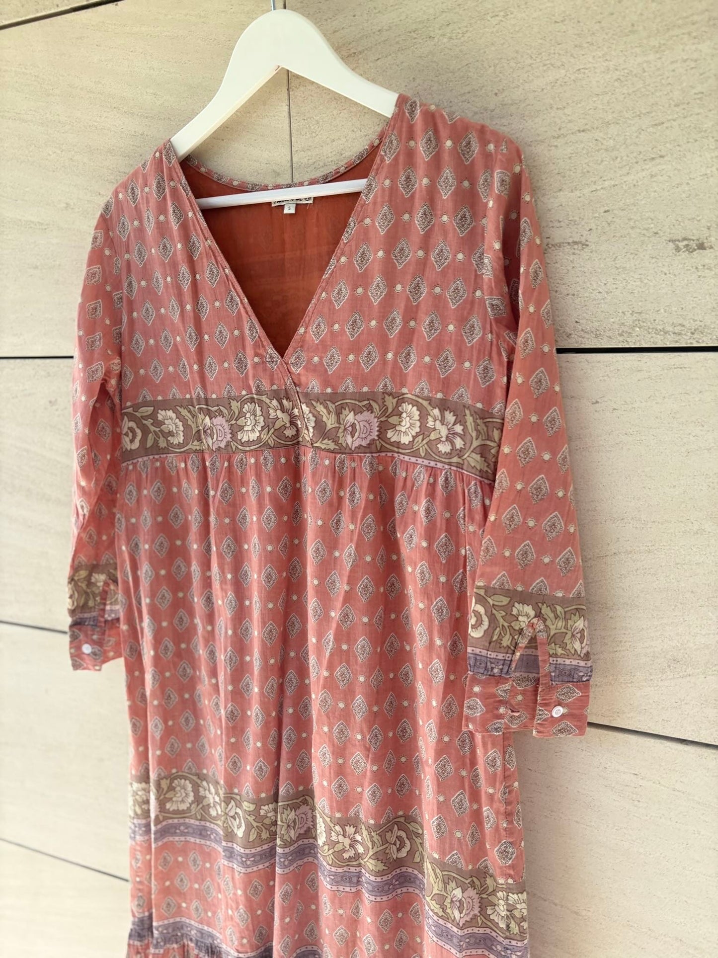Vestido largo algodón estampado