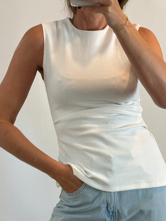 ZARA. Top blanco textura T.s