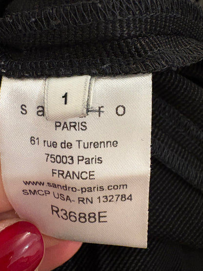 SANDRO. Short black stretch dress. Size 1 (S)