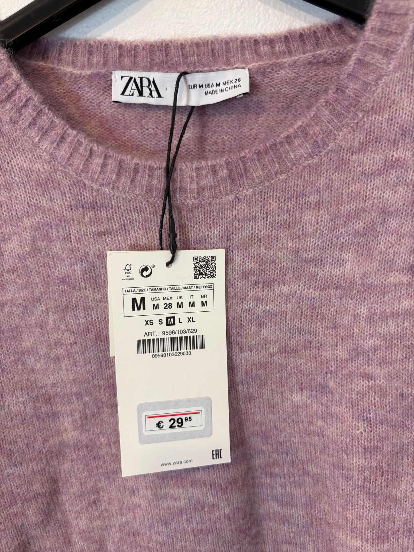 ZARA. Jersey malva jaspeado. T M