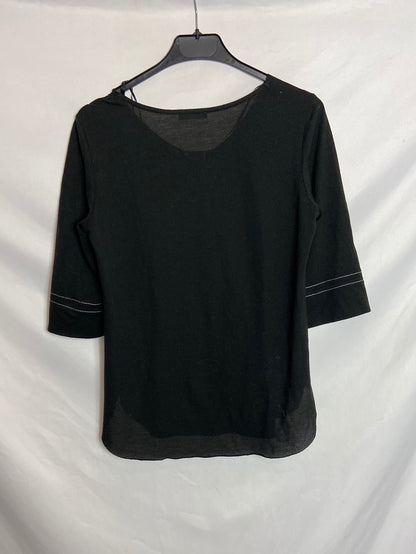 ZARA. Black blouse with white details TS