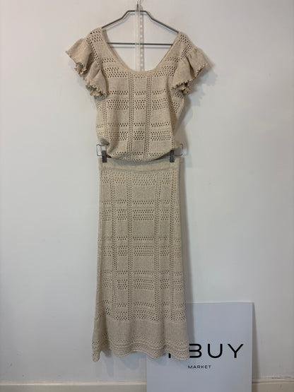 UTERQÜE. Conjunto beige de punto calado