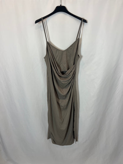 OTRAS. Vestido midi beige apertura T.m