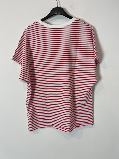 ZARA. Camiseta rayas roja. T S