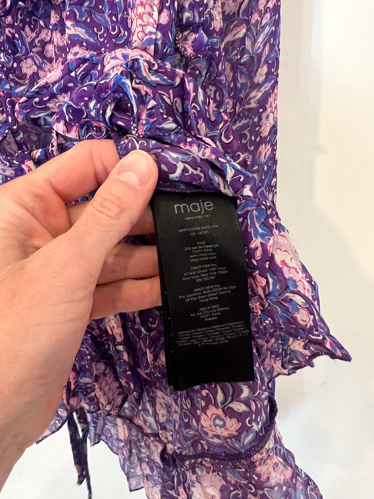 MAJE. Blusa morada estampada fluida