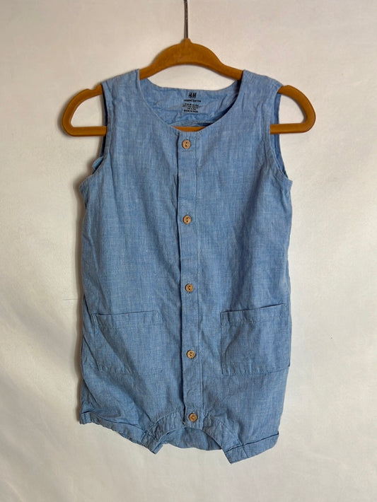 H&amp;M. Fine-knit denim romper. Size 6-9 months