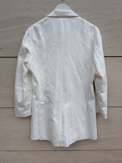 ROBERTO TORRETTA. Chaqueta larga blanca textura
