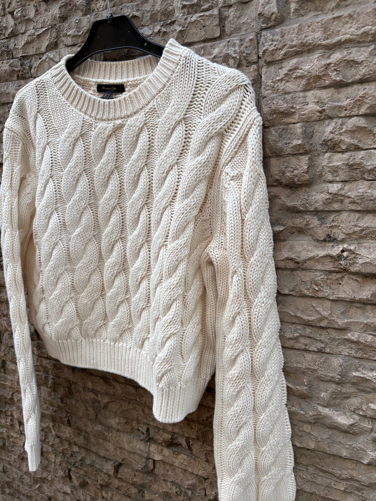 MASSIMO DUTTI. Jersey beige algodón ochos