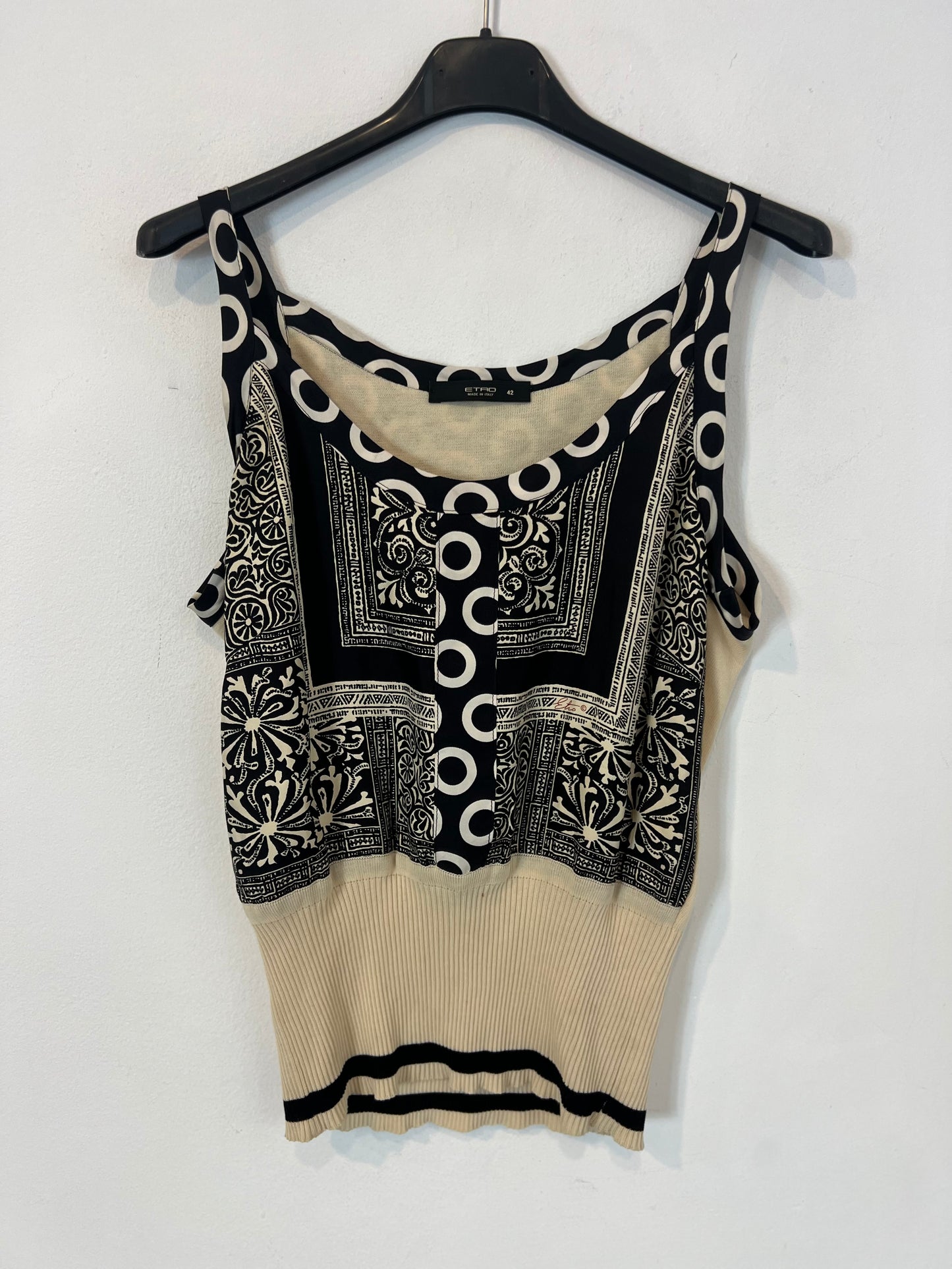 ETRO. Conjunto top y chaqueta algodón y seda. T M