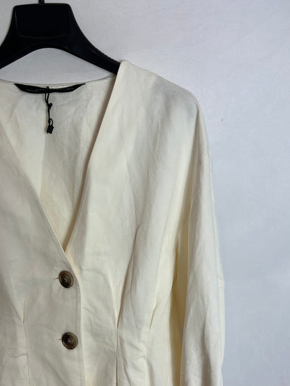 ZARA. Beige blouse with bow and T-sleeves