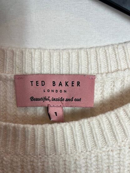 TED BAKER. Jersey beige detalle volante. T S