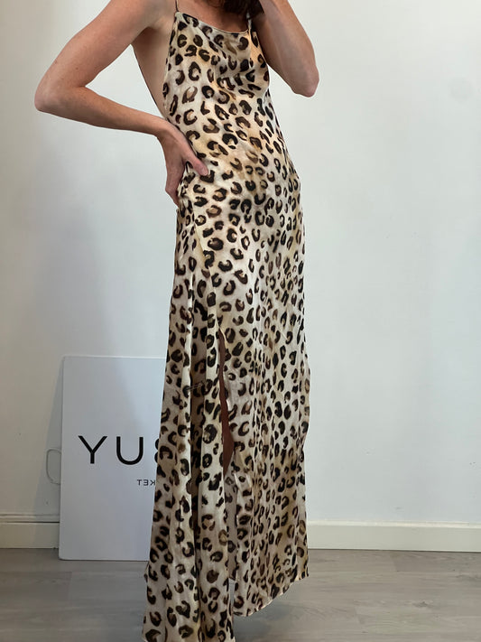 ZARA. Vestido largo animal print. T S