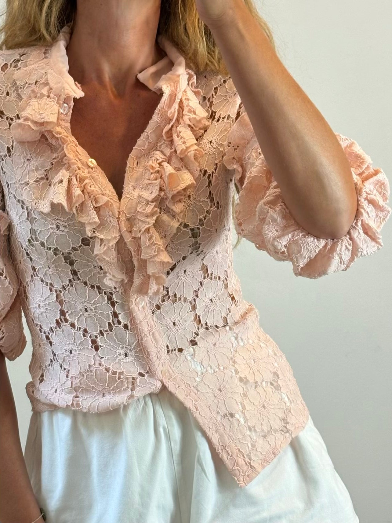 JEFF GALLANO PARIS. Blusa rosa textura