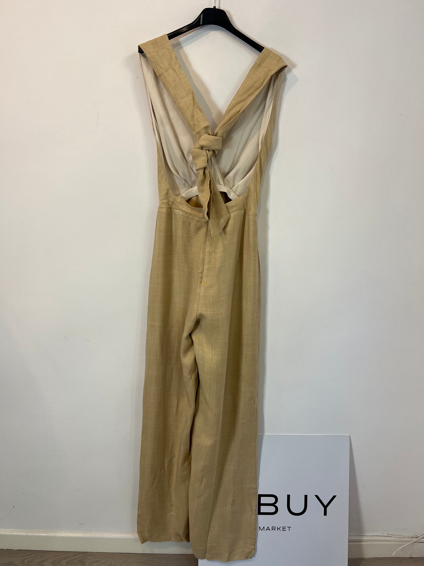 SEZANE EDITIONS. Long fluid beige jumpsuit T.36