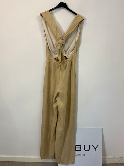 SEZANE EDITIONS. Long fluid beige jumpsuit T.36