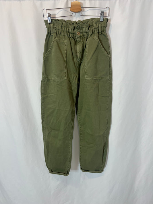 ZARA. Denim verde bolsillos. T 36
