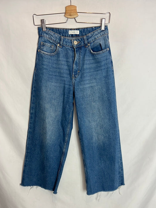 MANGO. Wide-leg denim with fringes. Size 12 years