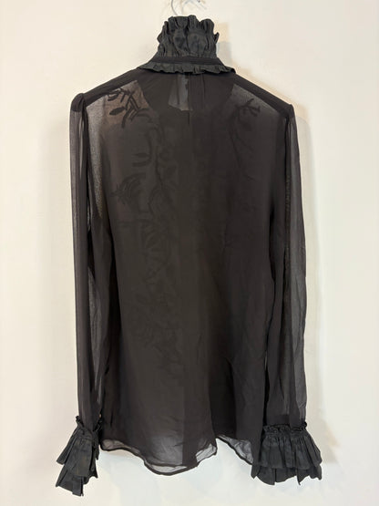 BARBARA BUI. Blusa negra semitransparente. T 36