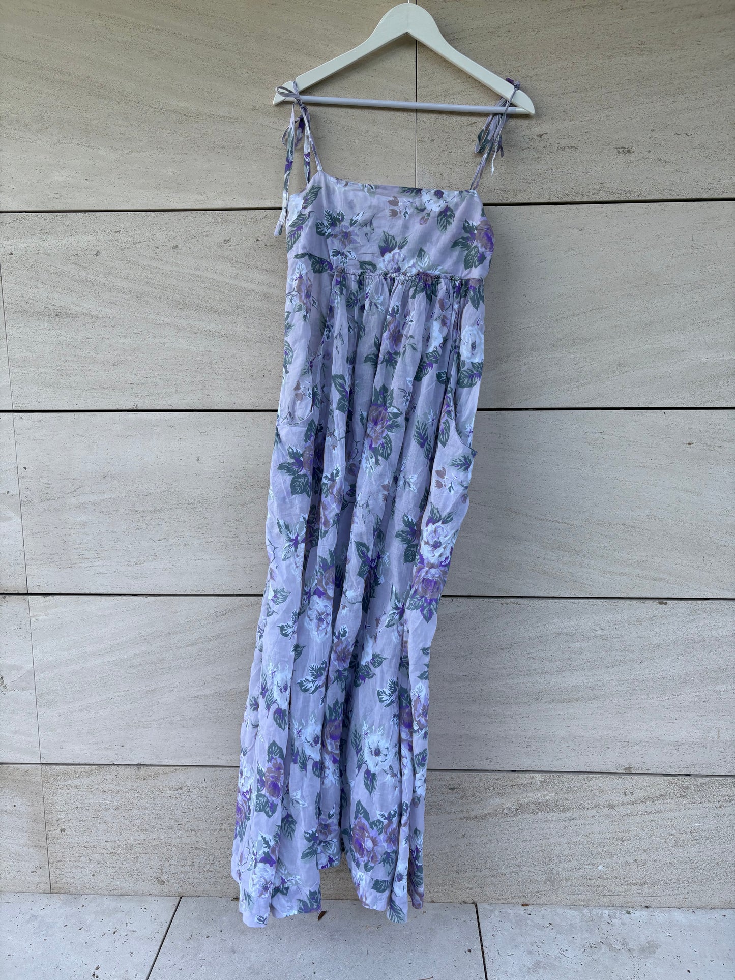 TCN. Long dress with mauve florals. TS/M