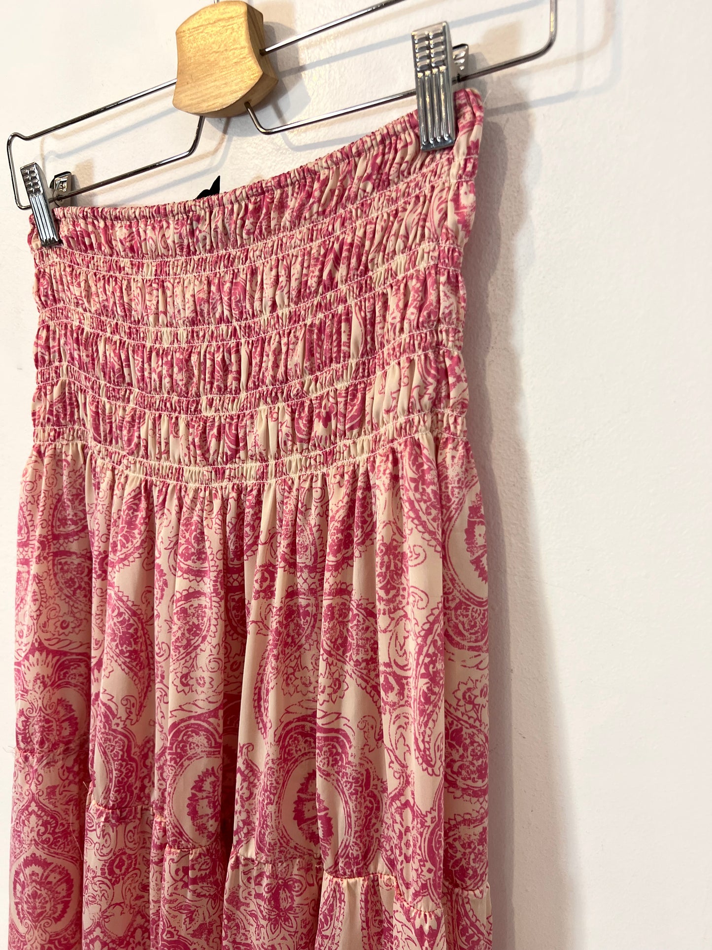 MAJE. Falda midi cintura nido de abeja. T 2 (S/M)