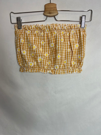 OTRAS. Crop top elastico cuadros vichy. T XS/S