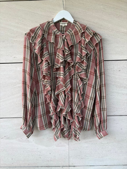 DIEGA.  Blusa cuadros y volantes mezcla