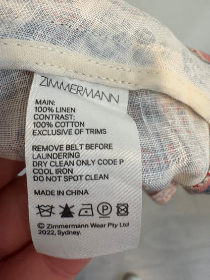 ZIMMERMANN. Vestido mini de lino color marfil