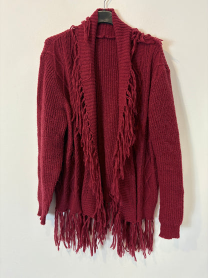 OTRAS. Cárdigan rojizo flecos