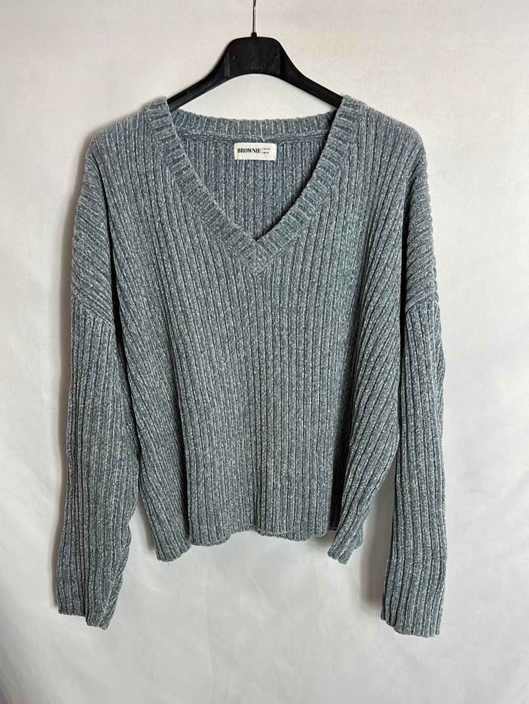 BROWNIE. Blue velvety sweater Ts/m